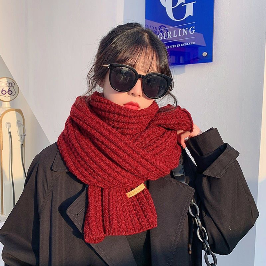 Wool Scarf Men - Thick Cable Knit Warm Cashmere Scarf