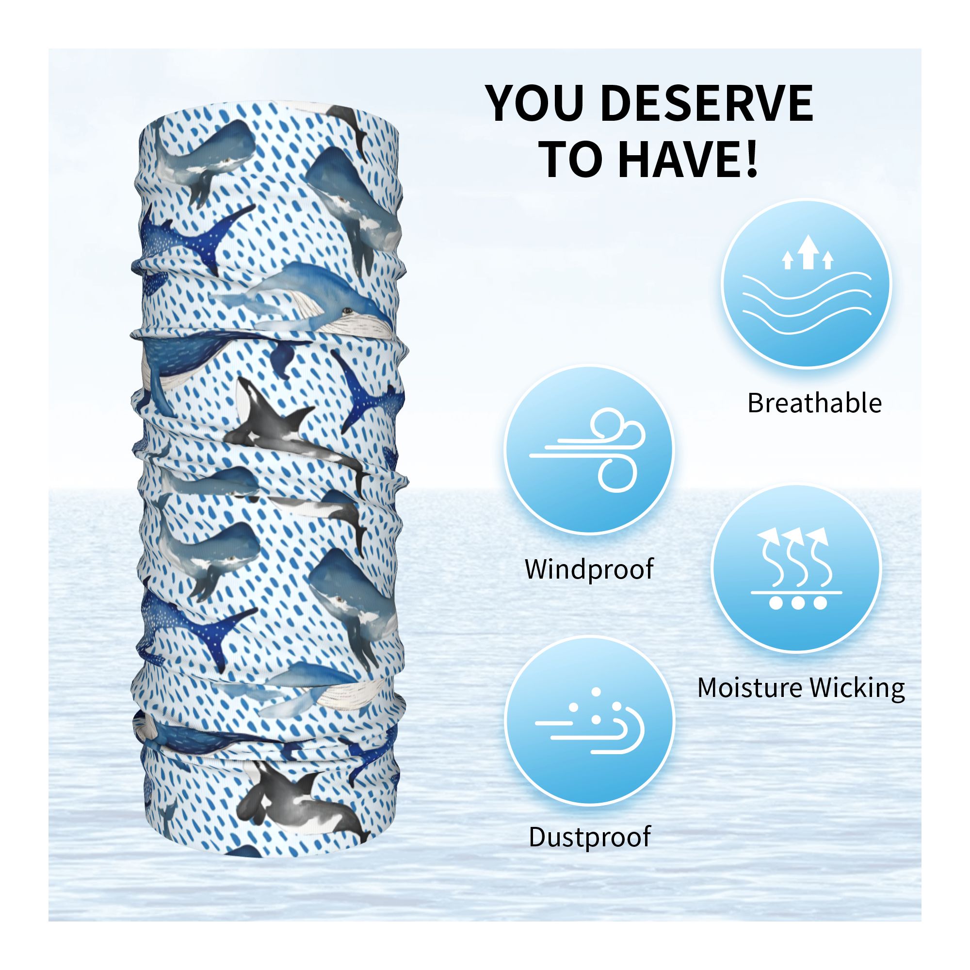 Custom Blue Watercolour Shark  - Neck Gaiter Fleece recension och pris