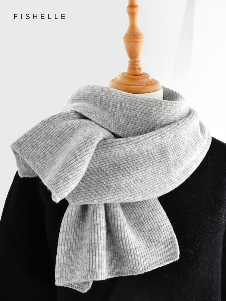 Gray solid color cashmere scar - Wool Scarf Men recension och pris
