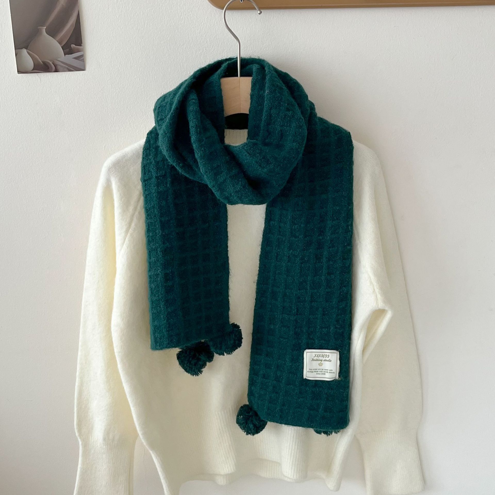 Winter hanging ball waffle kni - Wool Scarf Men recension och pris